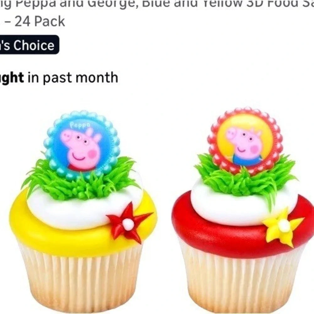 Decopac Peppa Pig & George 24 Count Party Favor Rings Cupcake Toppers‎
